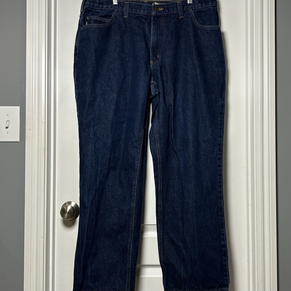 Carhartt Dark Wash Flame Resistant Straight Leg Jeans Workwear‎ Gorpcore Style